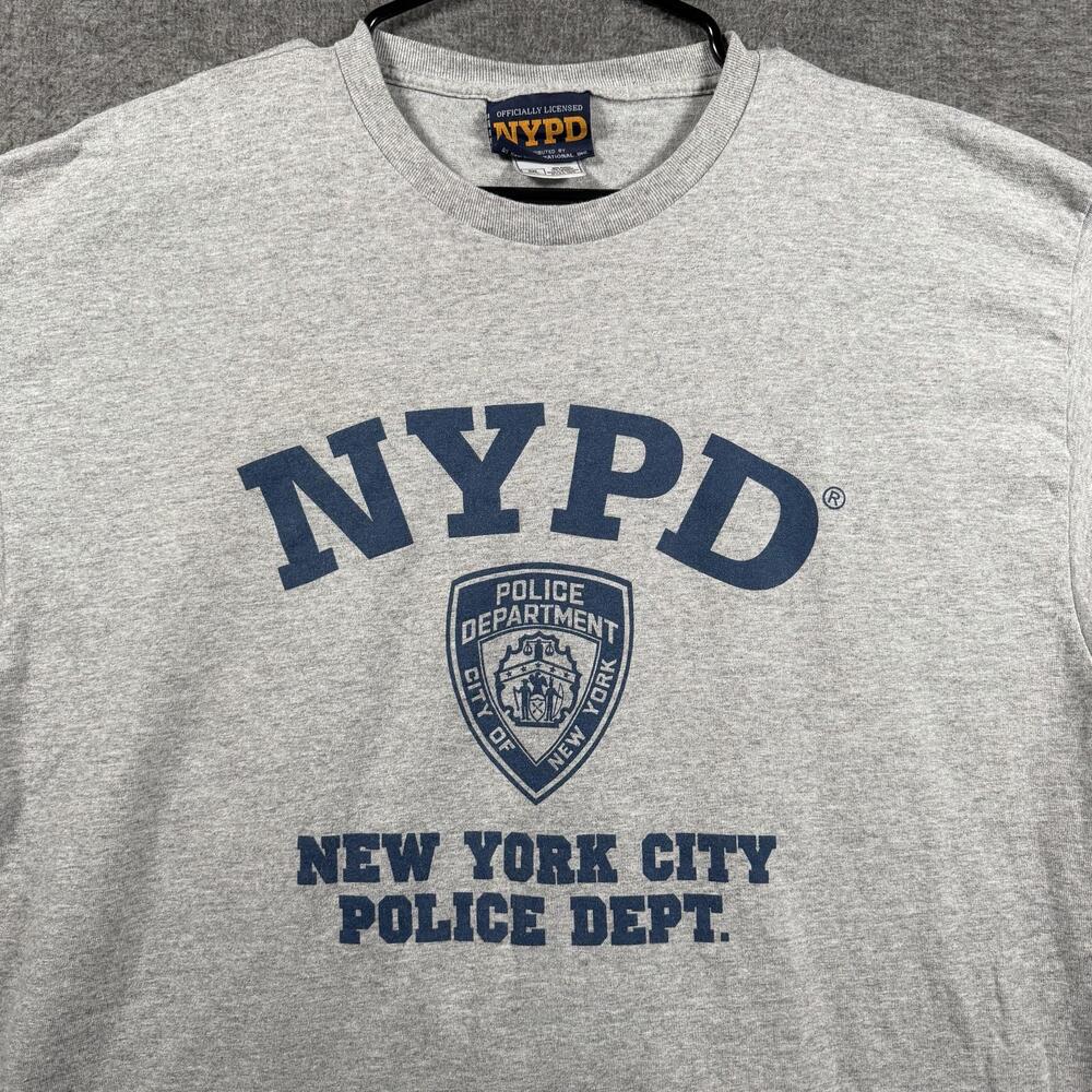 NYPD Shirt Mens 2XL Gray New York City Police Dept Badge Logo Graphic Tee